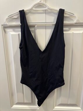 Aritzia Black Deep V Bodysuit